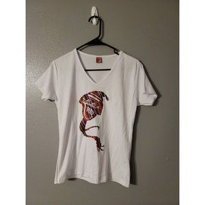 Baltica White Embroidered Peru Graphic T Shirt Junior Size L 100% Cotton